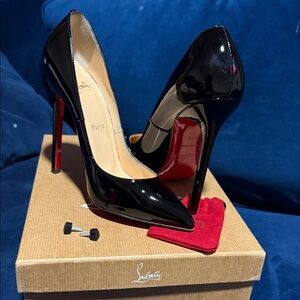 Christian Louboutin Glossy Black Heels with Iconic Red Soles